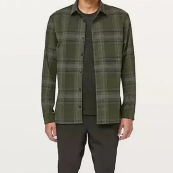 Lululemon Masons Peak Shirt Flannel Plaid Button Casual Classic Outdoor Green S - Picture 1 of 13